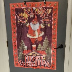 Vintage Mary Engelbreit Red and Purple Santa Flag